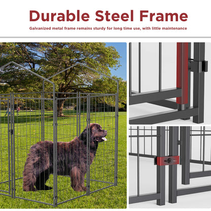 Oversized Large Dog Kennel Outdoor with Anti-UV Waterproof Cover Dog Playpen House Fence Pet Crate Metal Welded Wire