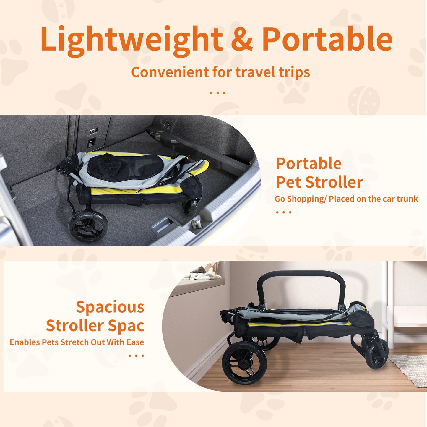 2 in 1 dog stroller for car seat, travel carrier, convertible, portable pet booter for small dogs and cats