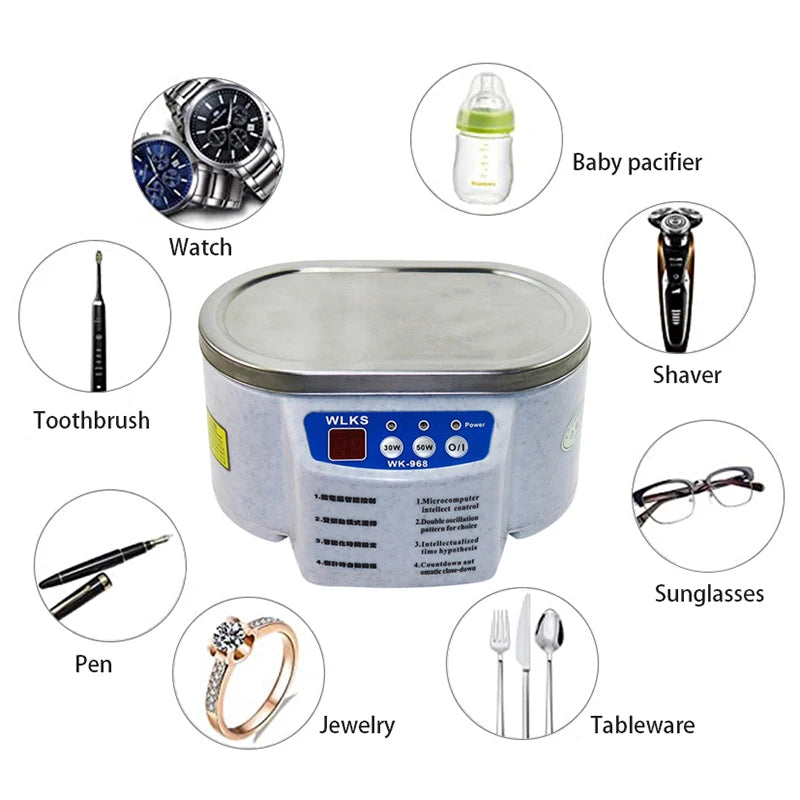 Ultrasonic Cleaner 30/50W Ultrasonic Bath 40Khz Degas For Home Cleaner Watches Contact Lens Glasses Denture Teeth Makeup Razor