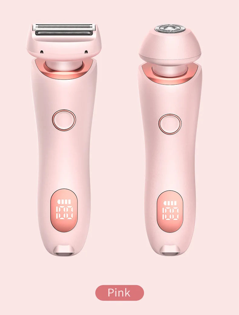 2 In 1 Electric Shaver for Women Lady Razor Hair Removal Waterproof Wet or Dry for Underarm Bikini Leg Portable Painless Trimmer