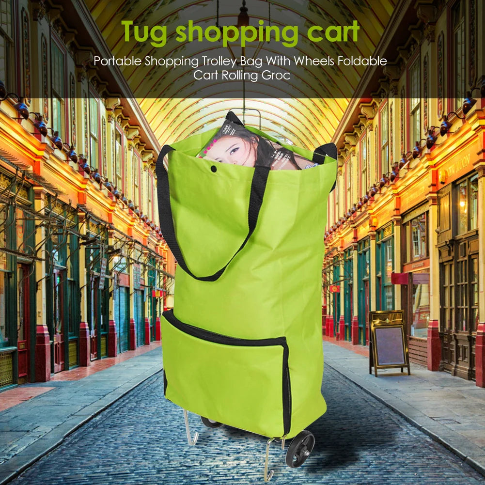 Trolley Bag Reusable Shopping Bag with Wheels Shopping Cart Carry-on Bag Upgrade Shopping Bag Folding Grocery Cart Eco-friendly