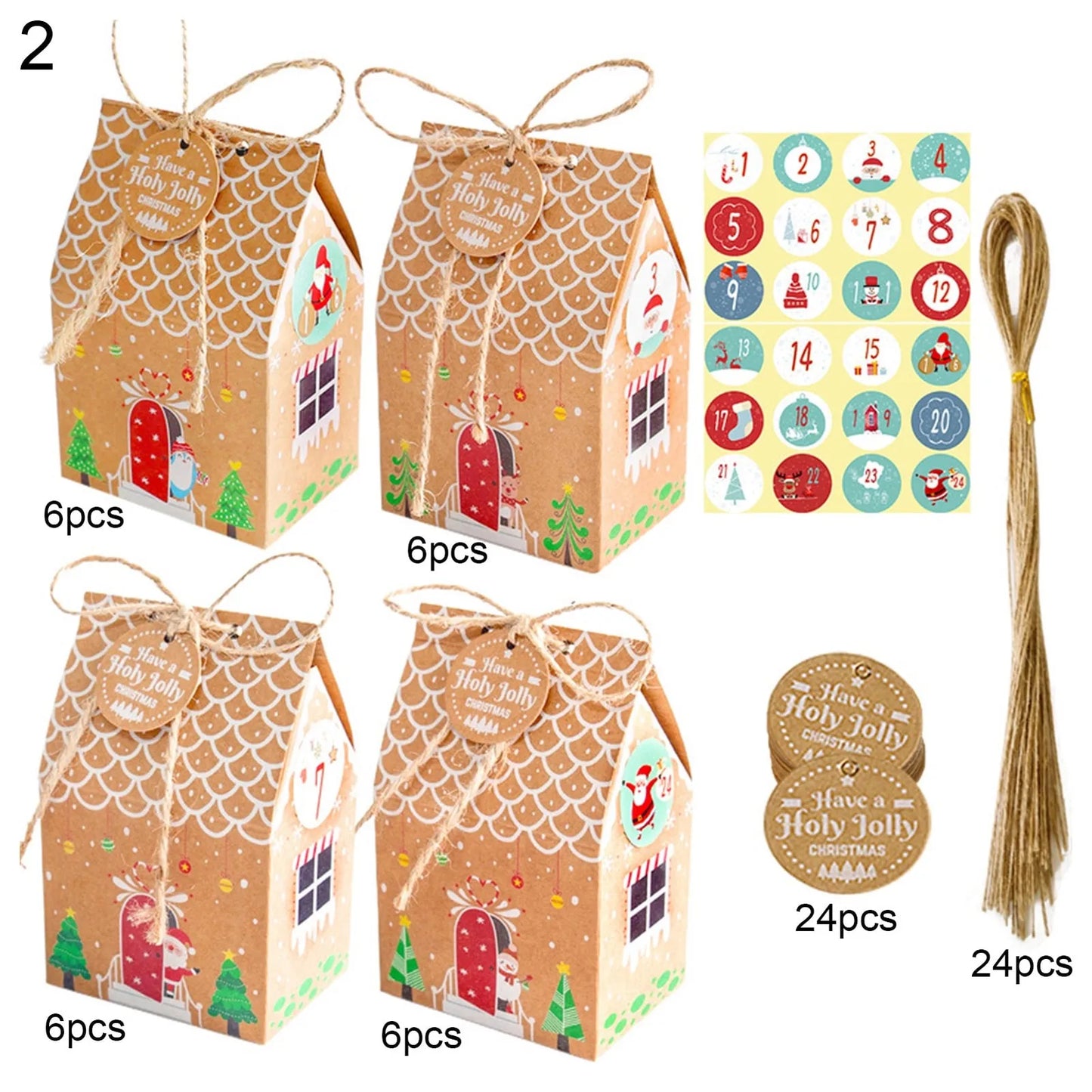 24pcs Christmas Party Gift Package Boxes Bags Christmas Paper Gift Bag Craft Paper Candy Boxes Xmas Assortment Party navidad