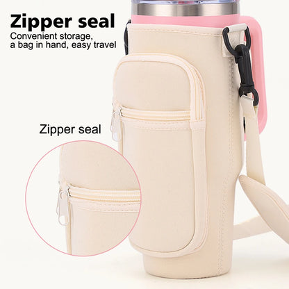 40OZ Water Bottle Carrier Bag with Phone Pocket for Stanley Cup, Water Bottle Holder with Adjustable Strap Thermos Cup Holder