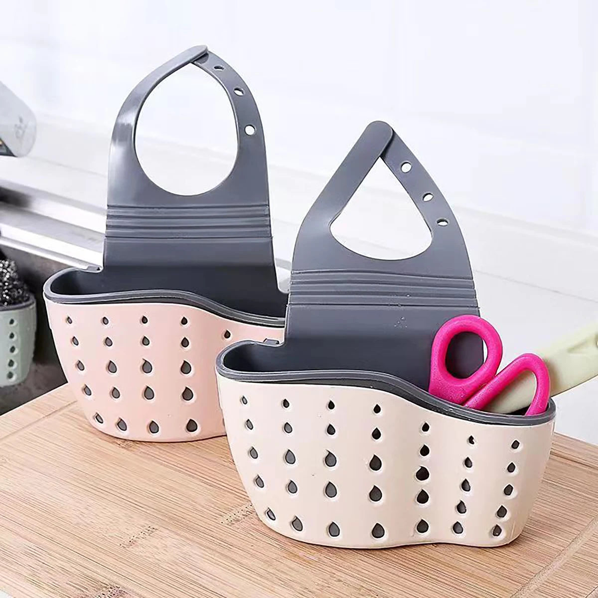 Sink Draining Hanging Basket Adjustable Kitchen Accessories Rubber Sink Bag Soap Sponge Shelf Faucet Holder for Bathroom 1PC