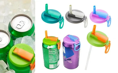 Silicone Straw Soda Can Lid Meets Beverage Reusable Silicone Soda Lid With Straws Bpa-free Covers Beverage Cans For Picnics