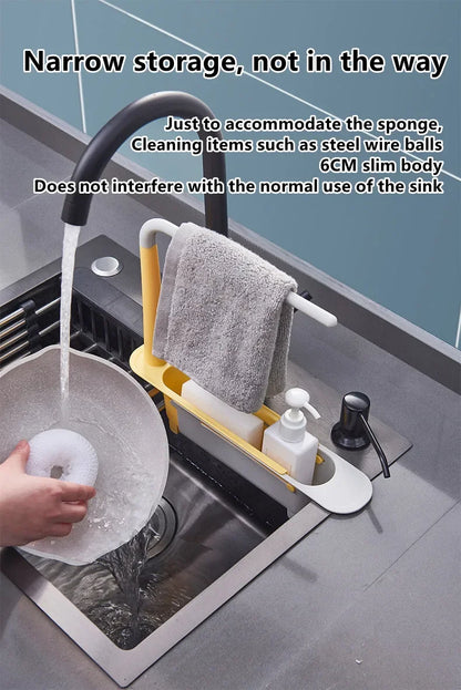 Telescopic Sink Shelf Kitchen Sinks Organizer Soap Sponge Holder Sink Drain Rack Storage Basket Kitchen Gadgets Accessories Tool