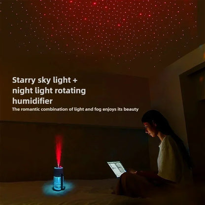 Creative Starry Sky Projection Humidifier Mini Rotating Car Air Humidifier with LED Light USB Electric Aroma Diffuser for Bedroo