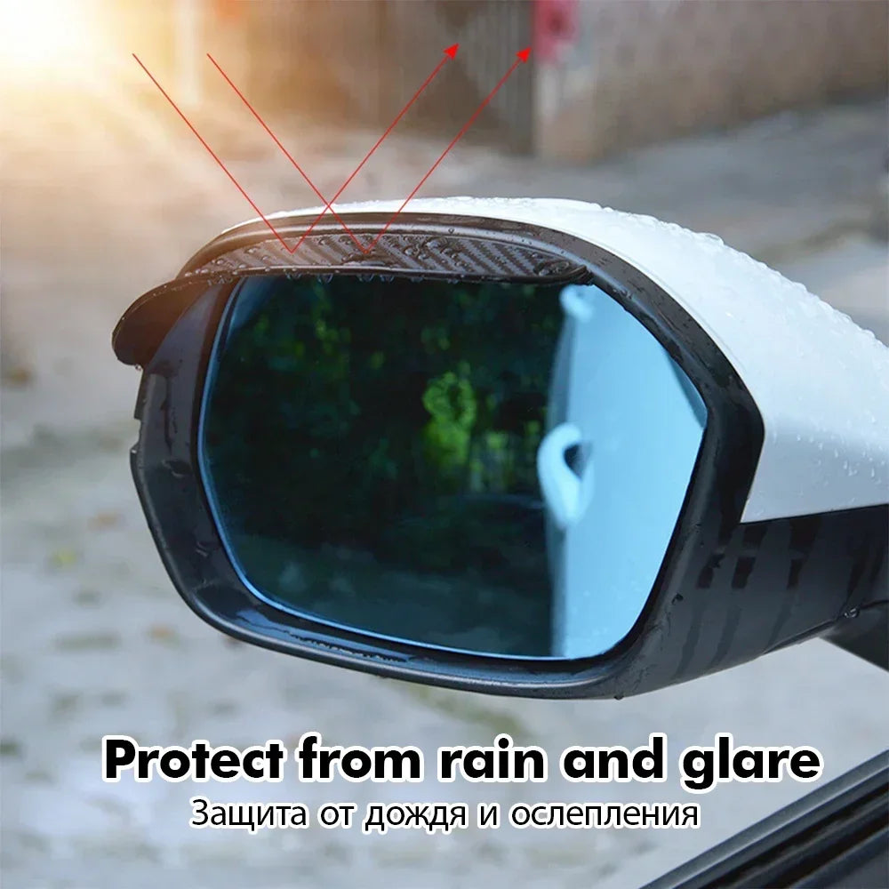 2PCS Car Rearview Mirror Rain Eyebrow Carbon Fiber Rain Shield Sun Shade Clear Vision Protector for Auto Mirror Accessories