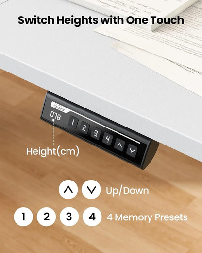 Electric Standing Desk, Height Adjustable Desk 120 x 60cm, Computer Desk with 4 Memory Smart Pannel