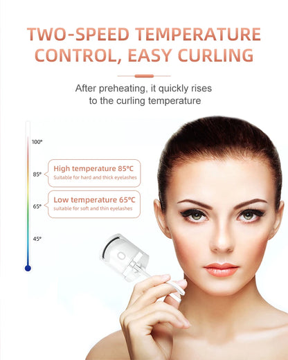 Electric Eye Lash Curlers 2 Gears Adjustable Quick Heating Natural Curling Compact Heated Eyelash Curler for Women Makeup Tool