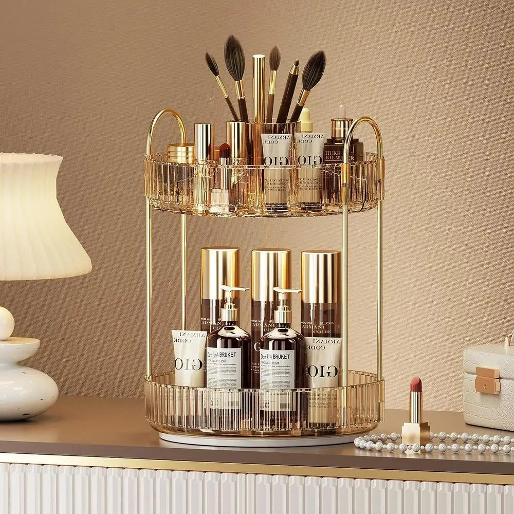 360° Rotating Cosmetics Storage Rack High Beauty Bedroom Toilet Cosmetics Brush Integrated Storage Shelf Acrylic Dressing Table