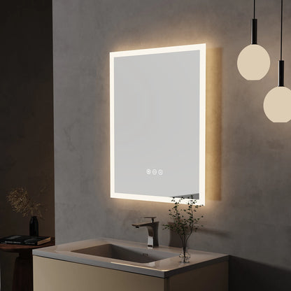 Vanity LED Illuminated Bathroom Mirror Wall Mount Cosmetic Lights Touch Antifog 400x500mm / 16x20 in