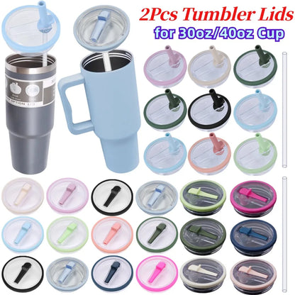 2PCS 30oz Tumbler Flip Straw Lid Replacement fit for Stanley Mugs Spill Proof Splash Resistant Tumbler Lids Straw Cup Cover