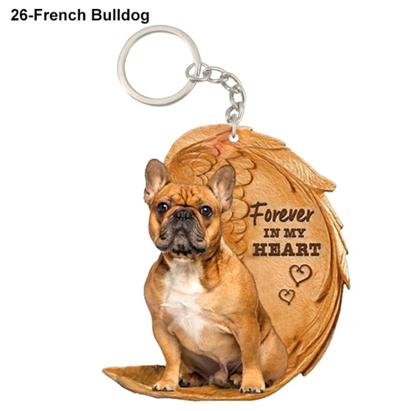 39 Style Cut Dog Forever In My Heart Angel Pendant Bag Keychain Car Key Chain Keyring Pet Jewelry Best Friends Gifts Accessories