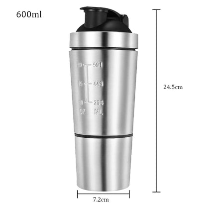 New Stainless Steel Cup Vacuum Mixer Whey Protein Powder Sports Shaker Water Bottle Detachable Double Layer Outdoor Drink Kettle