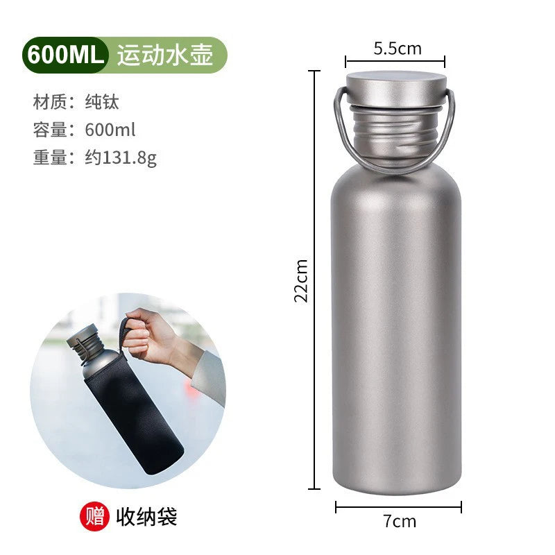 600ml 750ml Titanium Water Bottle Outdoor Camping Supplies Tourism Sports Cycling Hiking Camping Water Bottle