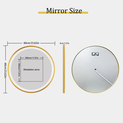 24/32 Inch Gold Frame LED Bathroom Mirror 3 Colors Temperature Wall Mounted Vanity Mirror Fast Defagging