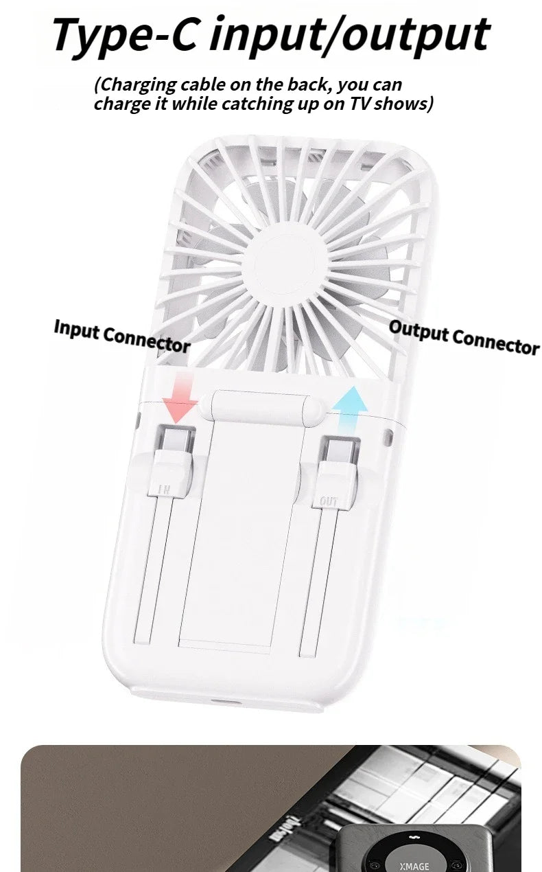 New usb charging small fan folding neck portable small electric fan desktop fan outdoor charging treasure handheld fan