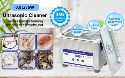 Ultrasonic Cleaner Ultrasound Glasses Jewelry Cleaner 40KHZ High Frequency Ultrasonic Washing Bath for Glasses Jewelry Cleaning