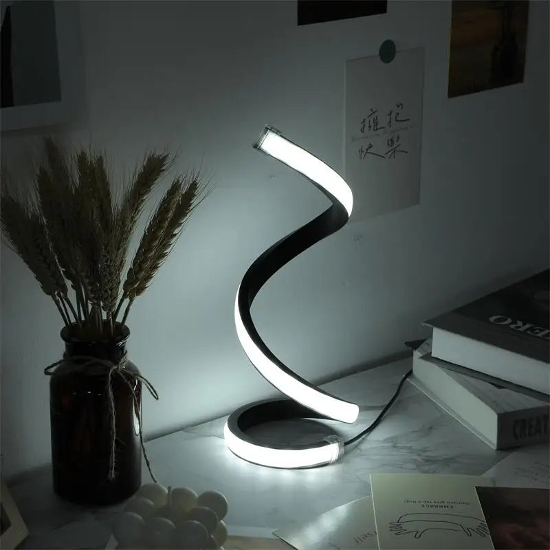 1Pc LED Spiral Table Lamp Modern Three Speed Dimming USB Power Button Switch Bedroom Decorative Table Lamp