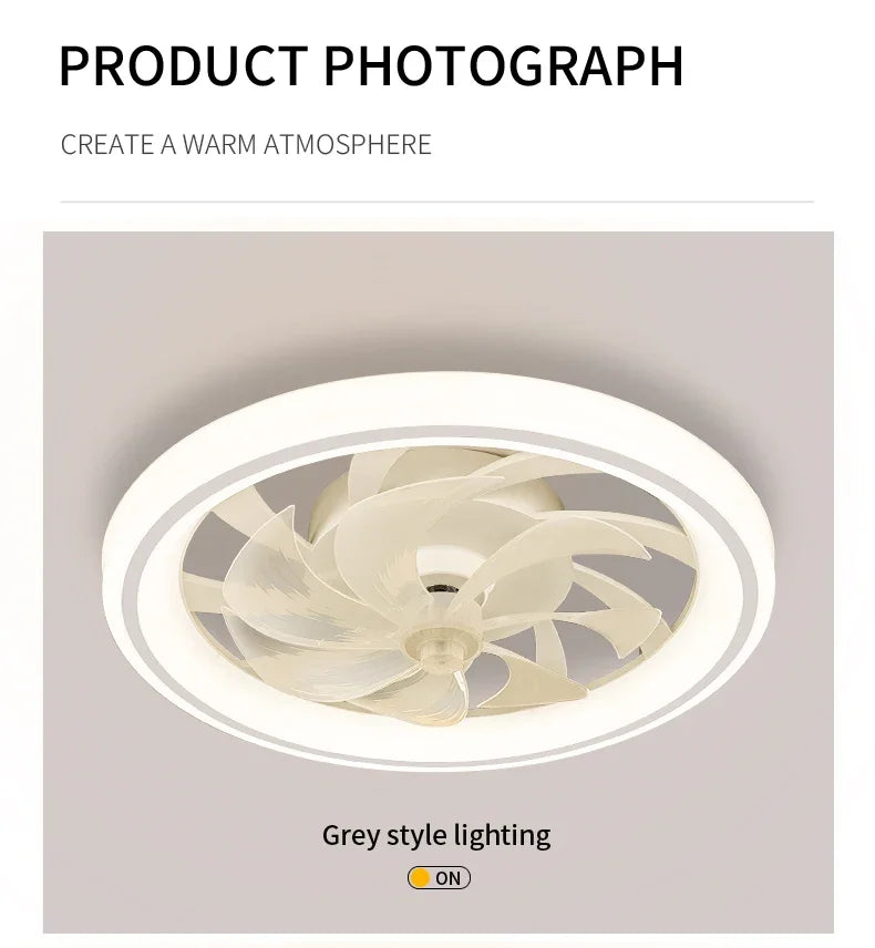 New Ceiling Fan Light Living Room Bedroom Modern and Simple Home Intelligent Remote Control Restaurant LED Fan Light