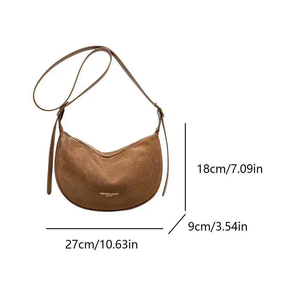 2024 Fashion Suede Women Bag Retro Half Moon Banana Bag Adjustable Strap Shoulder Bag Ladies Luxury Designer Fanny Pack