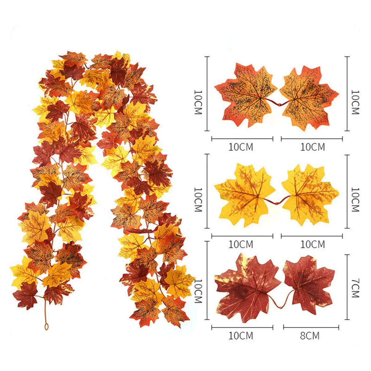 175Cm Artificial Autumn Fall Maple,Leaves Garland Hanging Plant Home Party Decor