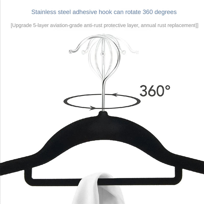 Velvet Non Slip Hangers for Coats,Heavy Duty Black Hangers for Coats,Pants,Dress Clothes,Space Saving Felt Hangers for Clothing