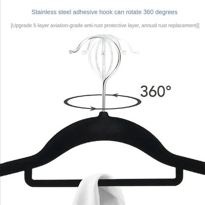 Velvet Non Slip Hangers for Coats,Heavy Duty Black Hangers for Coats,Pants,Dress Clothes,Space Saving Felt Hangers for Clothing