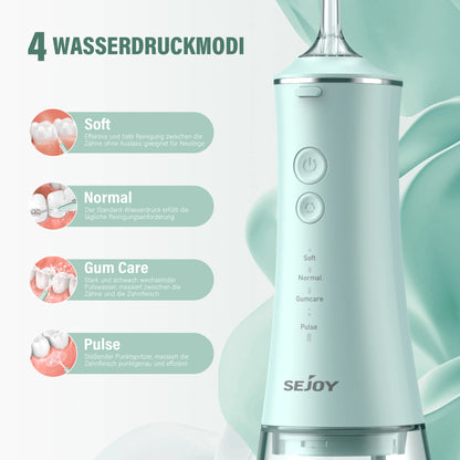 Sejoy Water Dental Flosser Portable Teeth Picks 6 Jets 4 Modes Cordless Oral Irrigator Rechargeable IPX7 Teeth Cleaner