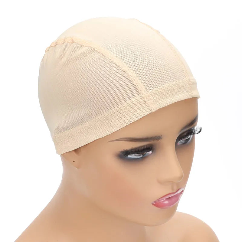 Wig Cap Mesh Bald Cap for Wigs Making 6 Pcs/Lot Stretchable Weaving Net Cap with Wide Elastic Band Black Color S/M/L Size