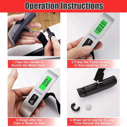 50kg/110lb Portable Digital Luggage Weight Scale LCD Display Pocket Electronic Suitcase Travel Scale Balance Baggage Weight Tool