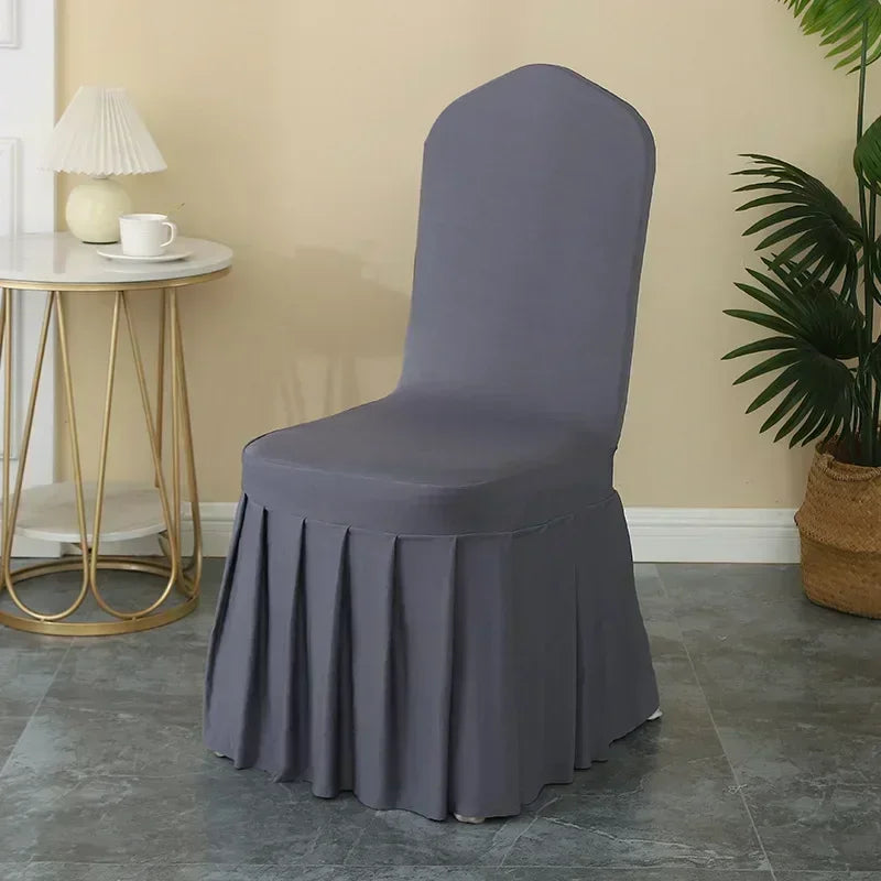 5/10/50/100pcs Pleated skirt Spandex Chair Cover Hotel Banquet Party Events Wedding Decoration Dining Room Seat Protector Covers