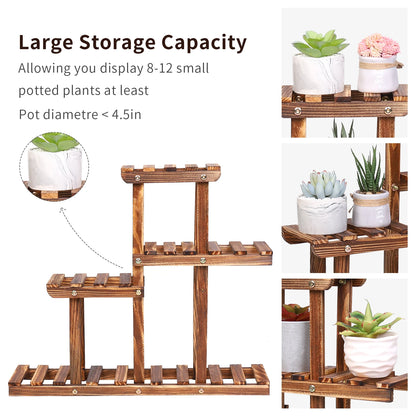 Pine Wood Plant Stand, Indoor and Outdoor, Multiple Flower Pot Holder, Shelf Desk Rack, Storage Ladder Display