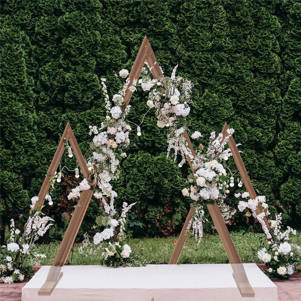 10.2FT Tall Rustic Triangle Wedding Arch Thicken Wooden Backdrop Stand Frame for Garden Wedding Ceremony Decorations