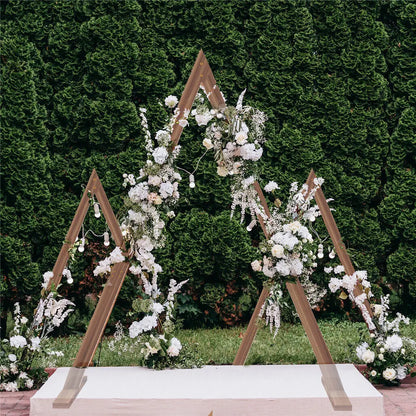 10.2FT Tall Rustic Triangle Wedding Arch Thicken Wooden Backdrop Stand Frame for Garden Wedding Ceremony Decorations