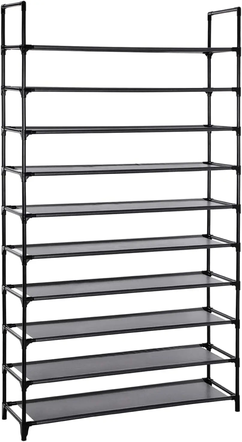 SONGMICS 10-Tier Shoe Rack, Shoe Stand, Space-Saving Shoe Storage, 29 x 100 x 175 cm, Metal Frame, Non-Woven Fabric Shelves