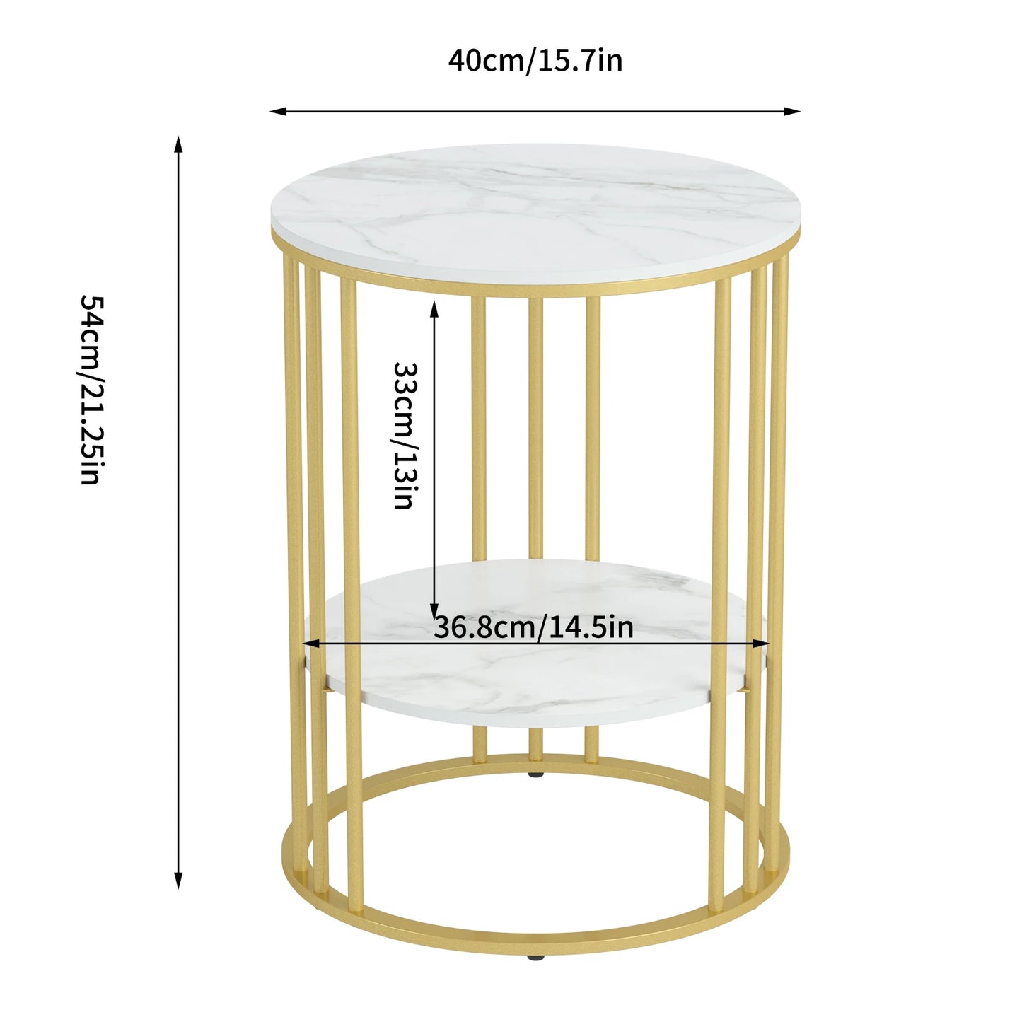 Round Marble Coffee Table, Sofa End Side Table, Metal Frame, Living Room Furniture, 3 Colors