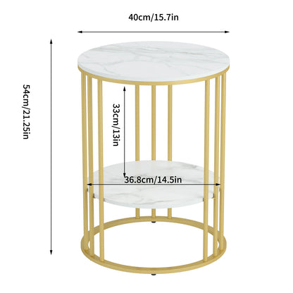 Round Marble Coffee Table, Sofa End Side Table, Metal Frame, Living Room Furniture, 3 Colors