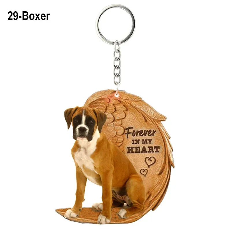 1 Piece 23 Style Dog Forever In My Heart  Angel Pendant Bag Key Chains Car Keychain Keyring  Pet Jewelry Gift For Women Girls