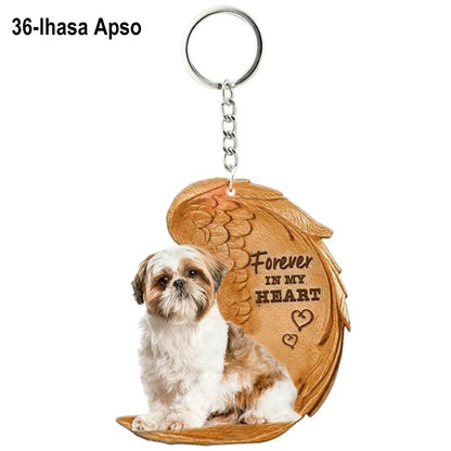 1 Piece 23 Style Dog Forever In My Heart  Angel Pendant Bag Key Chains Car Keychain Keyring  Pet Jewelry Gift For Women Girls