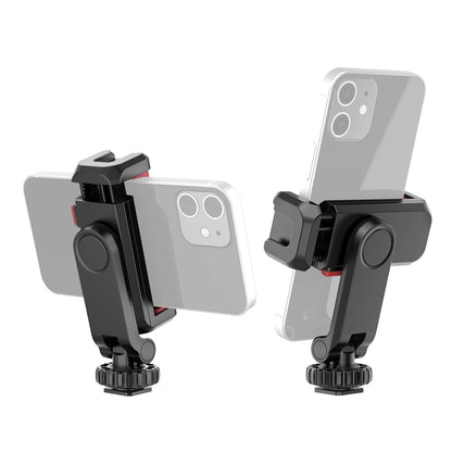 Multi-functional Phone Holder Tripod Mount 360° Rotatable with Dual Cold Shoe Mounts for Smartphone Vlog Selfie Live Streaming