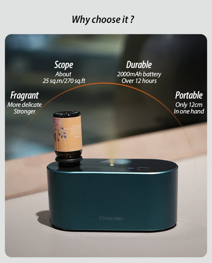 Portable Waterless Aroma Diffuser Automatic Induction Essential Oil Atomising Diffuser with Timed Mist for Bedroom Holiday Gift