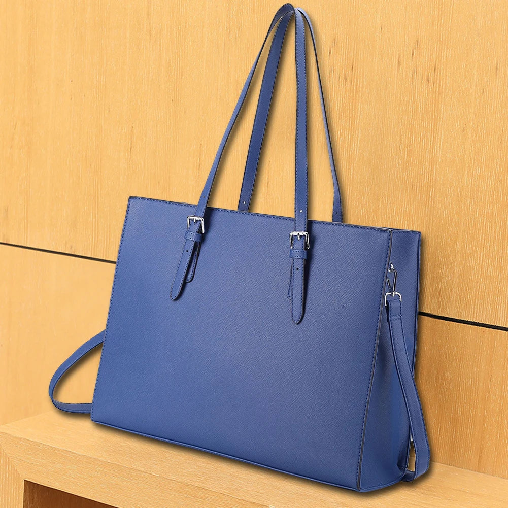 15.6 Inch Large Capacity Waterproof PU Leather Business Office Bag for Women Travel Laptop Handbag