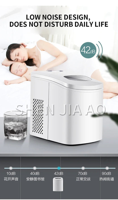 15kg Automatic Small Round Ice Maker Commercial Household Milk Tea Shop Bar Desktop Portable Ice Cube Making Machine