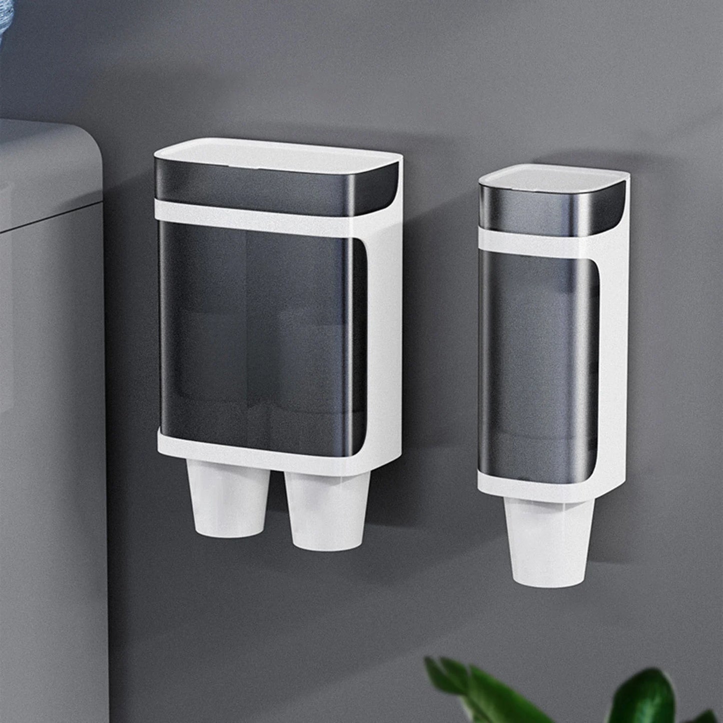 Wall Mount Disposable Automatic Remover Cup Holder Fits 3-6oz Cups Pull Type High Capacity Plastic for Bedroom Kitchen Bathroom