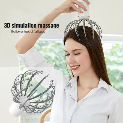 Electric Head Massager for Head Therapeutic Pain Relief 3D Stimulation Vibration Acupoint Relax Claw Scalp Massager Rechargeable