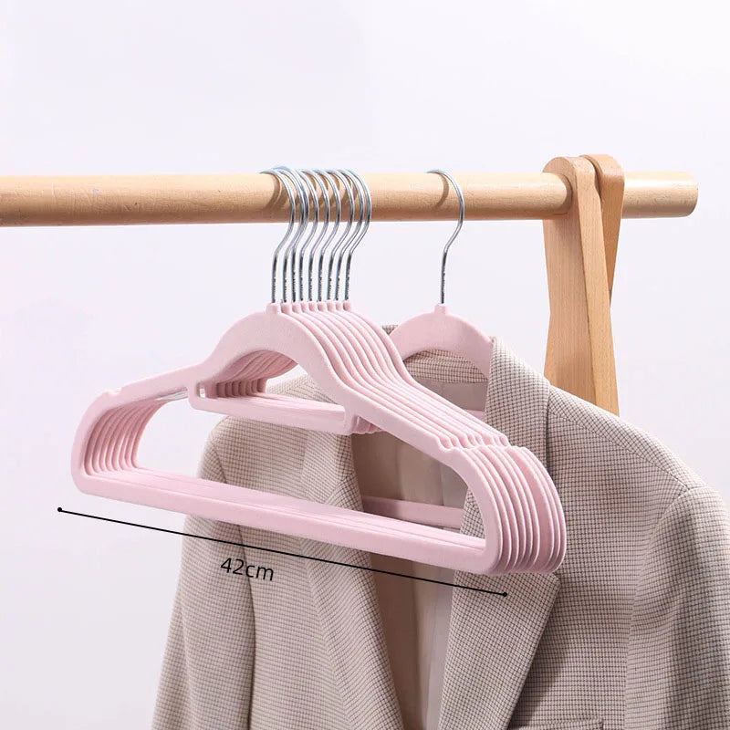 10 pcs /lot   Velvet Hangers Non-Slip Clothes Rack Suit Shirt Coat  Space Saving Hangers