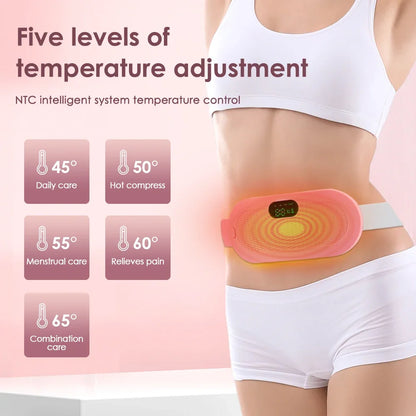 Rechargeable Electric Abdominal Massager 4 Modes Vibration Kneading Waist Massage Belt For Lumbar Belly Uterus Warm Belt