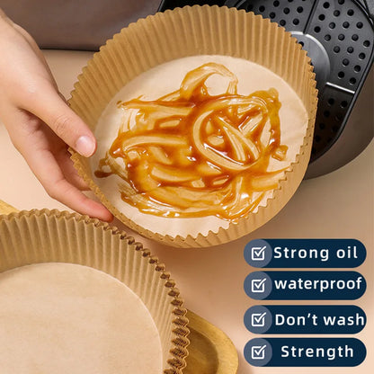 50pcs Air Fryer Special Paper Food Silicon Oil Paper Round Bracket High Temperature Absorbent Paper Baking Accessories